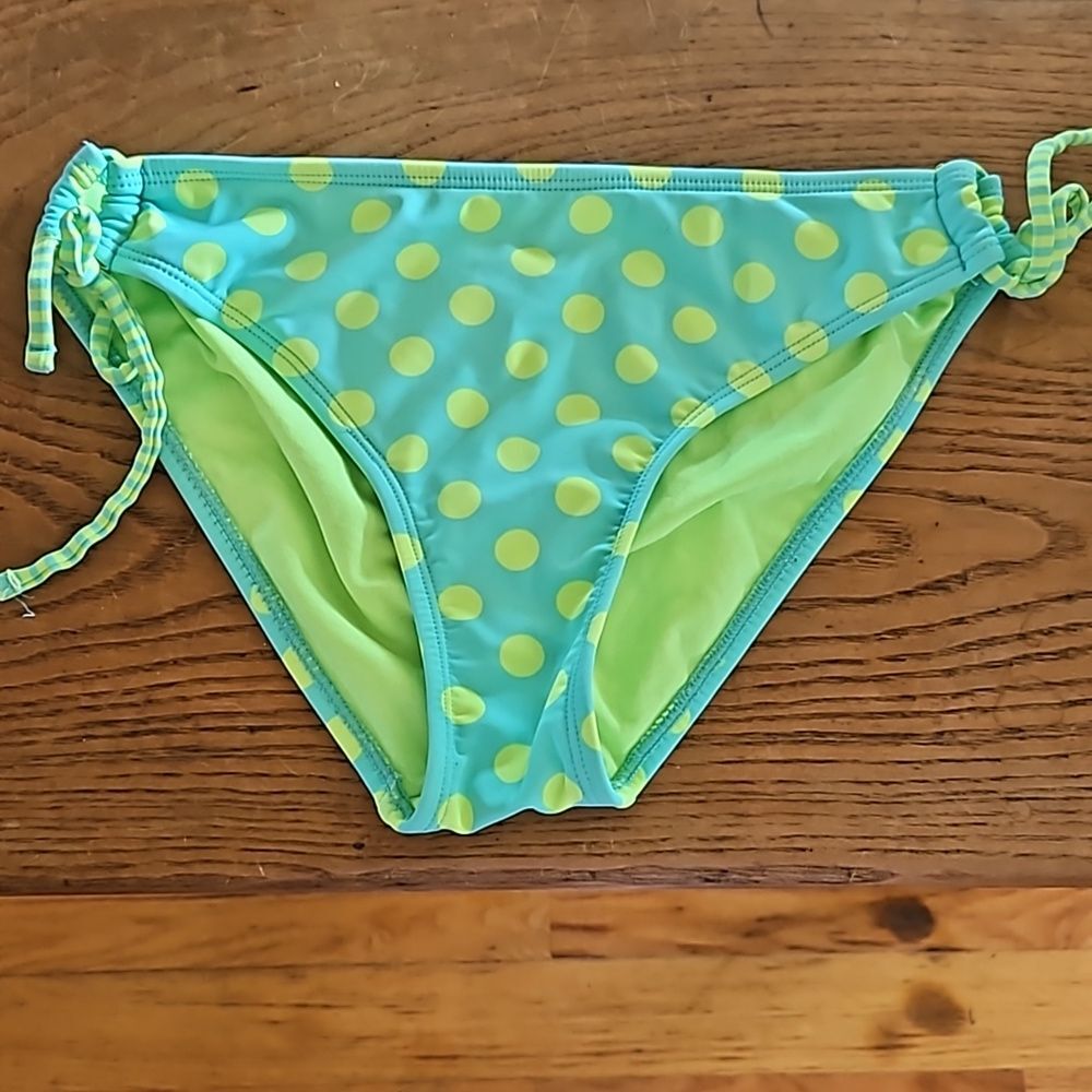 Inmotion Polka Dot Bikini Bottom M | Teal Yellow Junior Swim Retro Coquette Vibe